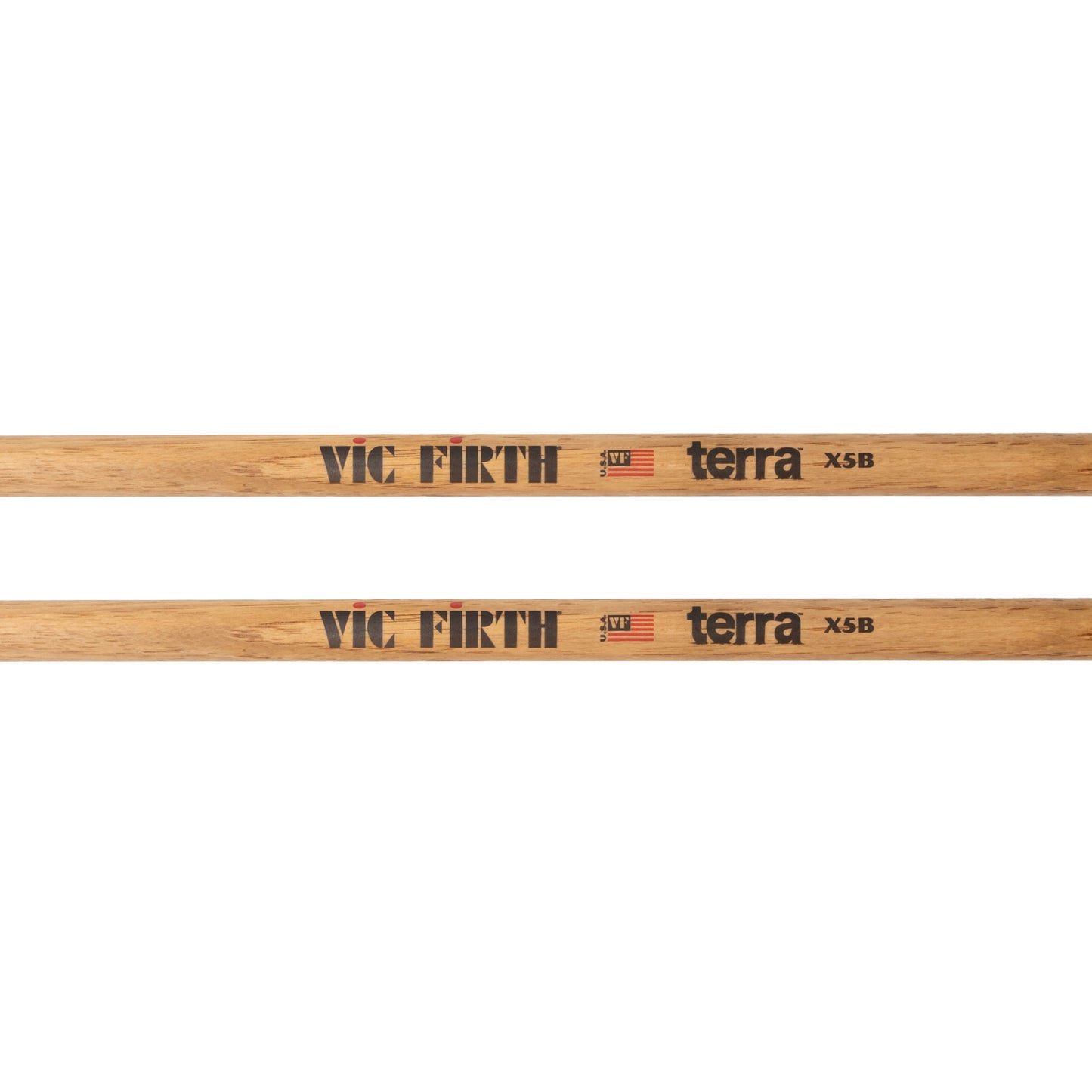 American Classic® X5BT Terra Series Drumsticks, Wood Tip logo and text detail.